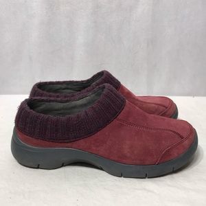 Dansko Red Suede Slip On Clogs